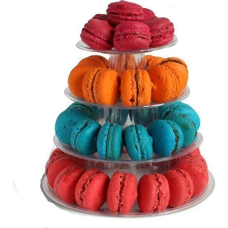 Présentoir à macarons rond à 4 étages, idéal pour les mariages, les anniversaires et les fêtes. (1/4)