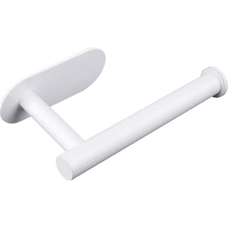 Portarrollos de papel higiénico de acero inoxidable, sin taladros, apto para baño y cocina, blanco, 16 x 10 x 8 cm (1/5)