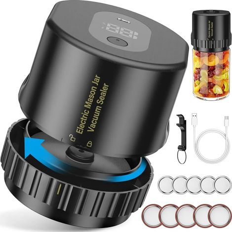 Machine à emballer sous vide, kit de mise sous vide électrique pour bocaux de conserve, bocaux de conserve, pour ouvertures larges et normales (1/5)