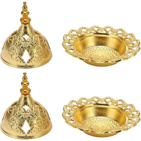Brûleur d'encens vintage en alliage de zinc antirouille, à spirale conique inaltérable, pour chambre ou bureau, couleur or. (1/5)