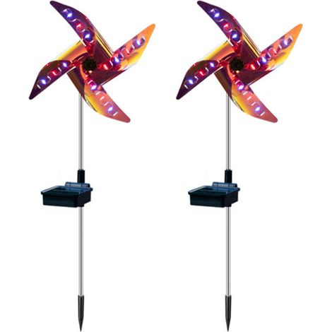 Lampe éolienne solaire (lot de 2) étanche pour la décoration extérieure de jardin, terrasse et allée. (1/5)