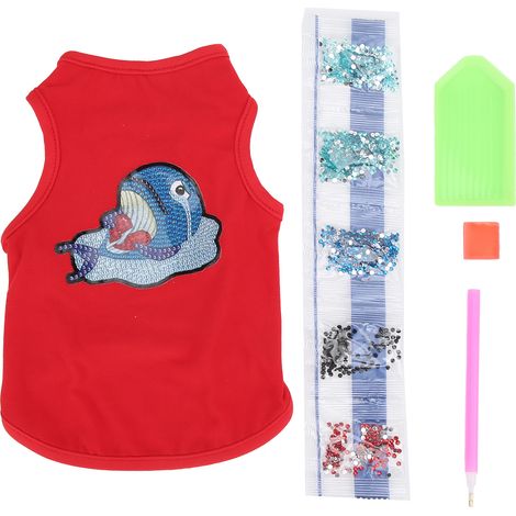 T-shirt pour chien, mignon, doux et respirant, à motifs animaux, avec strass, rouge, taille M.