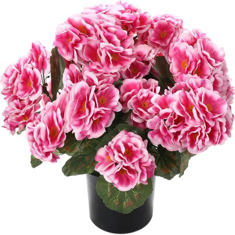 Géraniums artificiels extérieur 33 cm en pot, fleurs en soie résistantes aux UV, décoration pour porche jardin terrasse et espaces extérieurs (1/5)