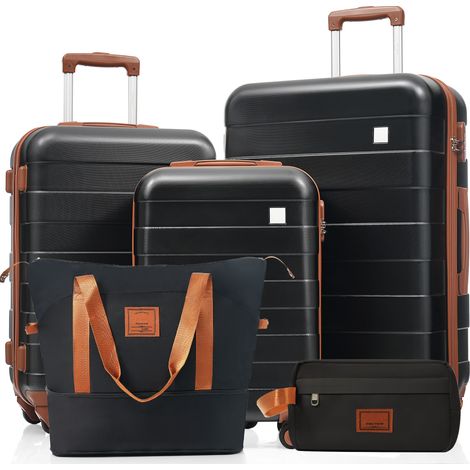 Ensemble valise M-L-XL coque rigide ABS, noir, pour maison et usage quotidien, format pratique, style moderne et facile à associer