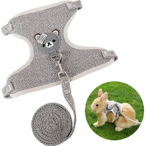 Rabbit and Small Animal Harness with Leash - Adjustable and Breathable Accessory (Grey) (1/5)