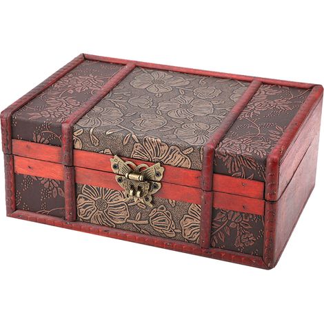 Boîte de rangement vintage en bois, petite taille, pour livres et bijoux (2) (1/5)