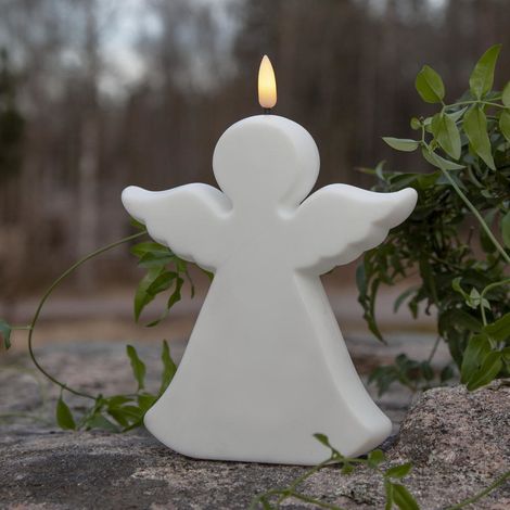 LED Outdoor-Kerze ,Flamme Angel als Engel, Batterie & Timer, outdoor, weiß, H 18cm (1/5)
