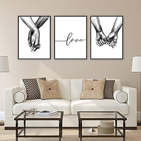Affiche Déco - 3 Pièces 30x40 cm - Toile Synthétique Noir et Blanc - Décoration Murale Salon Chambre Bureau - Set Sans Cadre