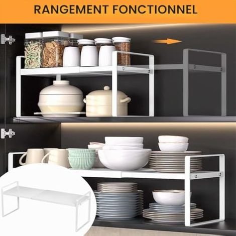 étagère de placard extensible, étagère de cuisine réglable, étagère à épices extensible, étagère de garde-manger, organiseur de placard réglable pour comptoirs de cuisine, 35-65 cm (1/3)