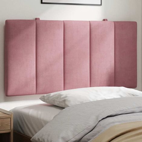 Coussin tête de lit 100 cm en velours rose avec rembourrage en mousse - PANGIVO (1/5)