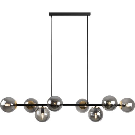 LAMPADA A SOSPENSIONE SIENA NERO E ORO 8 PARALUME GRAFITE PIATTO E14