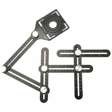 SHINING HOUSE Regla plegable multifuncional de aleación de aluminio para seis baldosas de vidrio, localizador de líneas de trepanación de barro, herramienta universal para perforar agujeros para albañ (1/5)