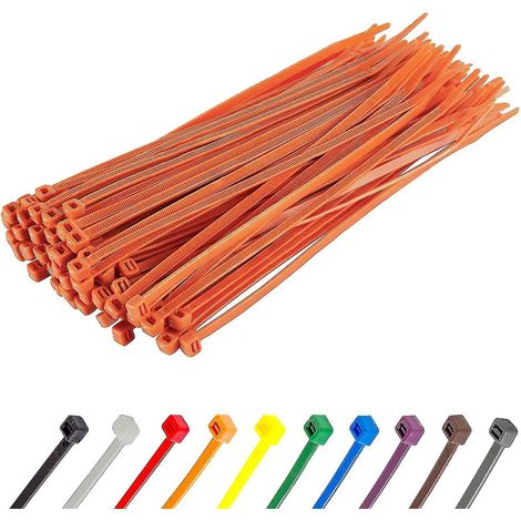 Lange, robuste silberne Kabelbinder, 370 mm x 4,8 mm, 100er-Packung, aus hochwertigem Nylon, 200 mm x 4,8 mm Reißverschluss, orange