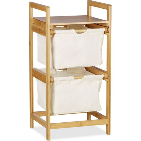 Cesto per biancheria 2 scomparti rimovibili pratico stile casa di campagna 70 x 40 x 70 cm in bambù naturale 130007558