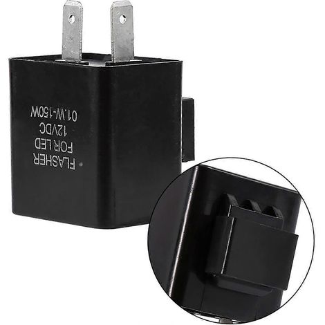 Relais clignotant noir 12V à 2 broches avec indicateur LED pour motos (1/5)