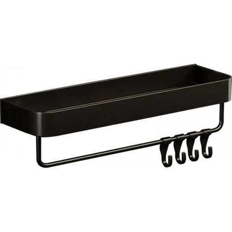 Planche De Douche - Aluminium - 30 Cm - Sans Perçage - Barre Et Crochet Intégrés - Noir - 1 Pièce (1/5)