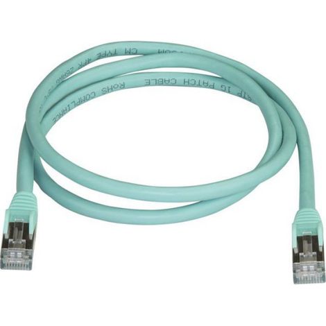 Câble Réseau Cat6a - Blindé STP - 1 m - Aqua - RJ45 Sans Crochet - Ethernet Patch (1/3)