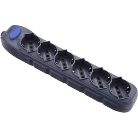 MULTIPRESA 6P BIP/SCHUKO+INTERR S/CAVO NERO FIG.10