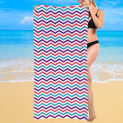 Serviette de plage rayée, microfibre douce, sèche en un instant (1/5)