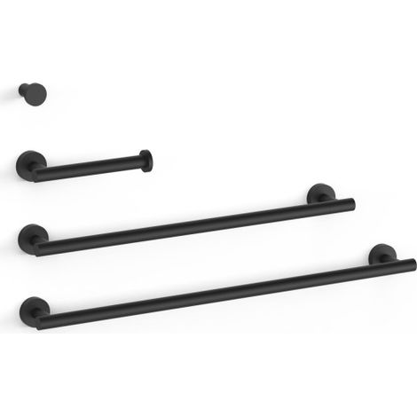 Ensemble de 2 Porte-serviettes et 1 Dérouleur à papier WC Noir mat - TRES 09598102NM