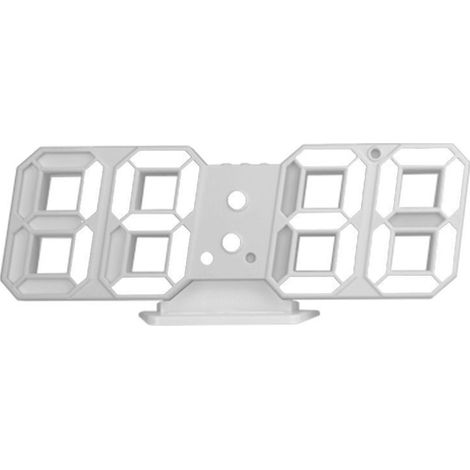 Horloge Numérique LED 3D USB avec Alarme et Affichage de Température - Cadre Blanc, Chiffres Blancs pour Décoration Intérieure (1/5)