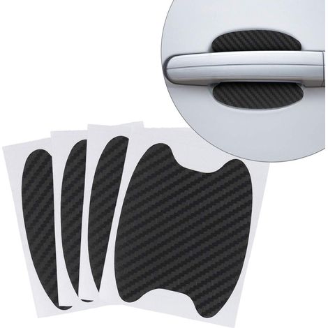 BEBUSINGOTO 4X Film Autocollant Poignée Portière Voiture - Sticker Anti-Rayure Anti-poussière pour Poignée Porte Automobile - Noir (1/4)
