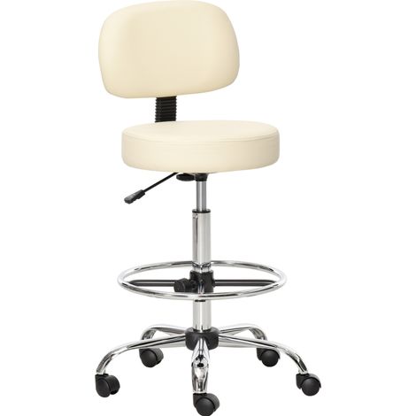 Tabouret de bar pivotant beige en PU avec dossier et hauteur réglable 56x57x104-127 cm pour cuisine et bar (1/5)