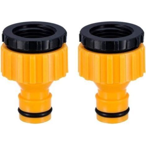 Adaptateur de robinet, connecteur fileté de robinet de tuyau d'arrosage 2 en 1 3/4" et 1/2", paquet de 2 (1/4)
