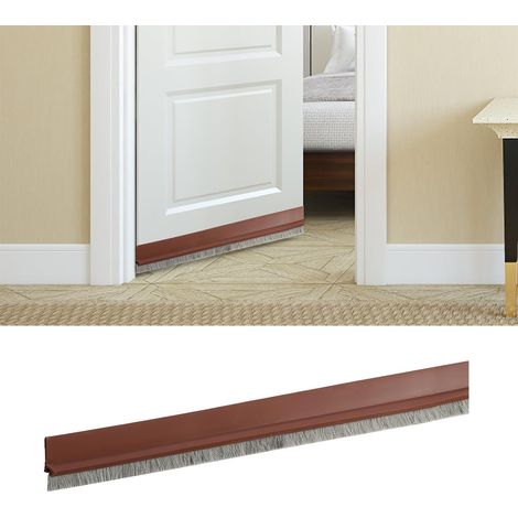 Burlete autoadhesivo para puerta (100 x 3 cm), con cepillo, resistente al viento, insonorizado, antiinsectos, recortable, para ventanas y puertas (marrón) (1/5)