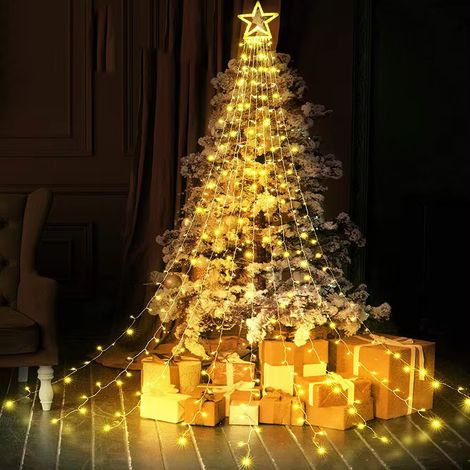 Weihnachtslicht Girlande Stern 350 LEDs Weihnachtsbaum Licht 8 Modi IP44 für Outdoor Indoor Hochzeit Party Weihnachtsbaum，warme Farbe (1/5)