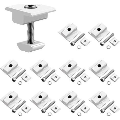 Ej.Life Lot de 10 Pinces Support Montage Panneau Solaire, Support de Fixation Pinces Centrales en Forme de T Support de Panneau Solaire Photovoltaïque en Alliage d'Aluminium pour Toit (40 mm) (1/5)