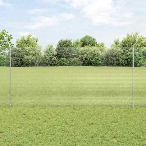 Clôture kit acier argent 1,2 m H x 10 m L avec 20 poteaux - résistante intempéries (1/5)