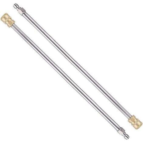Lot de 2 Rallonges de lance, Acier inoxydable, 43 cm, 5000 PSI, Pour nettoyeur haute pression (1/4)