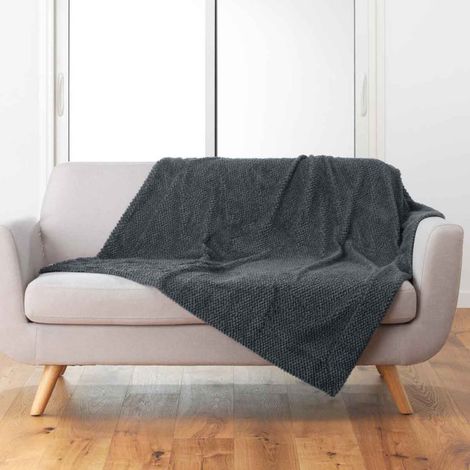Plaid Imitation Fourrure "Icerberg" 180x220cm Anthracite (1/4)