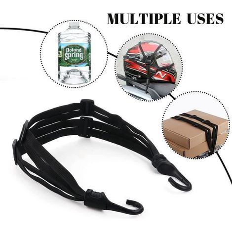 3 Sangle Bagage Elastique avec Crochets Double,Ceinture de Sangle de Bagage,Casque de Moto Bagages Chariot Remorque Cargo (1/4)