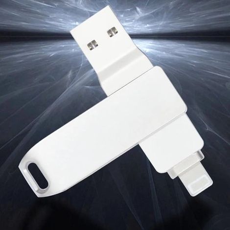 Clé USB 3.0 rotative de 1 To pour iPhone 11/12/13/14 et iPad. Interface USB-A vers Lightning 2 en 1.