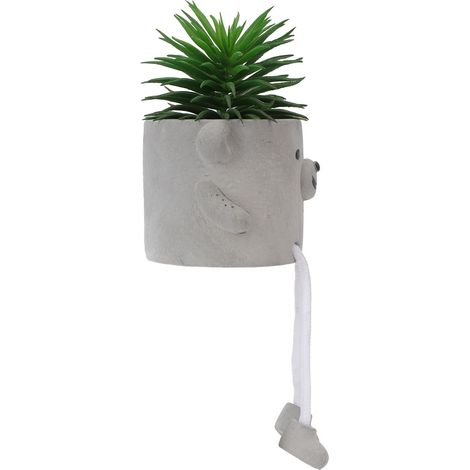 Plantes grasses artificielles suspendues en pot béton, décoration murale durable pour salon et bureau (1/5)