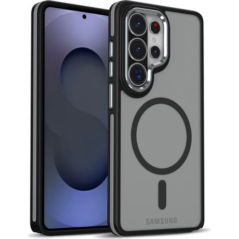 (Galaxy S26 Plus, Noir) Étui de téléphone magnétique mat pour Samsung, résistant aux chocs et aux chutes, coque arrière rigide. (1/5)