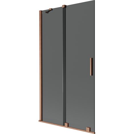 Mexen Velar mampara de baño 2 hojas correderas 100 x 150 cm, grafito, cobre cepillado - 896-100-000-41-65 (1/2)