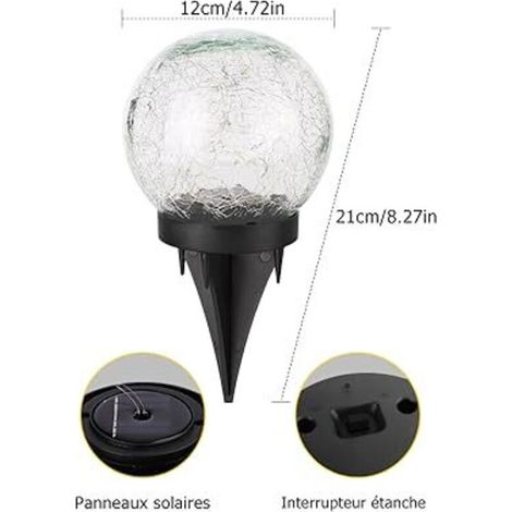 Luci solari da esterno, set da 2 luci solari da giardino, luci solari a sfera impermeabili IP65 per esterni, luci solari da giardino per esterni per paesaggi, vialetti, prati, scalini, terrazze (1/4)
