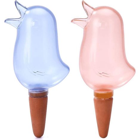 Lot de 2 arroseurs automatiques pour plantes, piquets en forme d'oiseau transparents, système de goutte-à-goutte d'intérieur, dispositif d'irrigation autonome pour pots de fleurs (1/5)