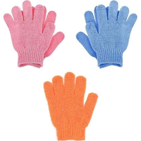 Gant Exfoliant - Nylon Épais - Pour Douche Spa Massage - Réutilisable Lavable - 3 Paires (1/5)