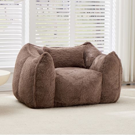 Fauteuil pouf géant avec coussin, 123 x 97 x 73 cm, sans montage, taupe OKMYHOME (1/5)