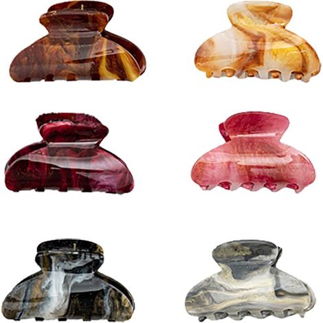 Pince À Cheveux Claque - 6 Pièces - 6,5 cm - Acétate Celluloïd - Design Tortue Et Imprimé Léopard - Pour Cheveux Fins À Épais (1/5)