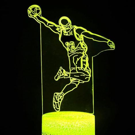 Lampe de table veilleuse 3D joueur de basket-ball, illusion d'optique, 7 couleurs LED changeantes, décoration pour Noël, la maison, un anniversaire ou une fête d'enfants, jouet cadeau (1/4)