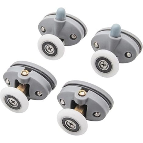 Porte De Douche Roues Runner, Poulies en Plastique ABS Rouleaux De Portes Coulissantes pour roulettes De Douche Cabine Salle De Bain (Color : 2pcs up 2pcs Down, Size : 25mm) (1/5)