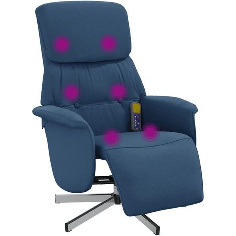 Chaise de massage relaxante avec repose-pieds intégré – Siège ergonomique en tissu bleu pour détente complète du corps (1/5)