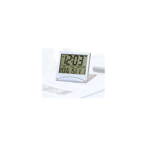 Digitaler Reisewecker, Mini-Digitalwecker für Reisen, LCD-Display mit Datums- und Temperaturanzeige, multifunktionaler, faltbarer Mini-Digitalwecker mit Kalender, Temperaturanzeige und Timer