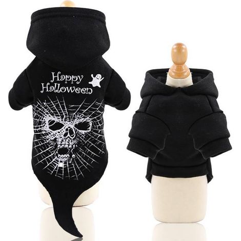 Vêtements d'Halloween pour animaux de compagnie, manteau à capuche en pur coton pour chats et chiens, automne et hiver, pour noël, pâques(XXL) (1/5)