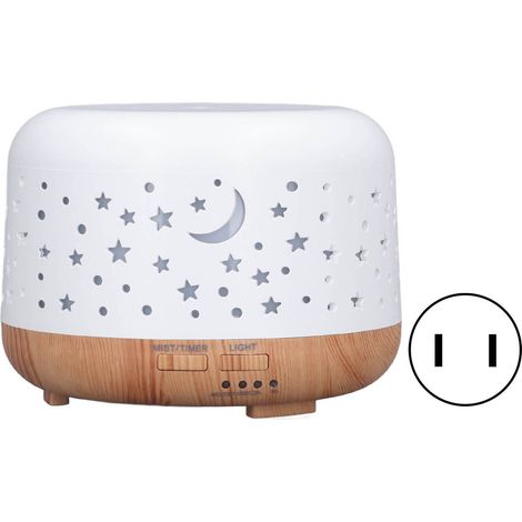 Diffuseur d'aromathérapie 300ml, design bois, silencieux, veilleuse LED couleur, 100-240V, prise US (1/5)